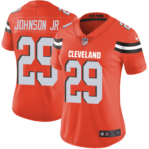 Nike Browns #29 Duke Johnson Jr Orange Alternate Women's Stitched NFL Vapor Untouchable Limited Jersey